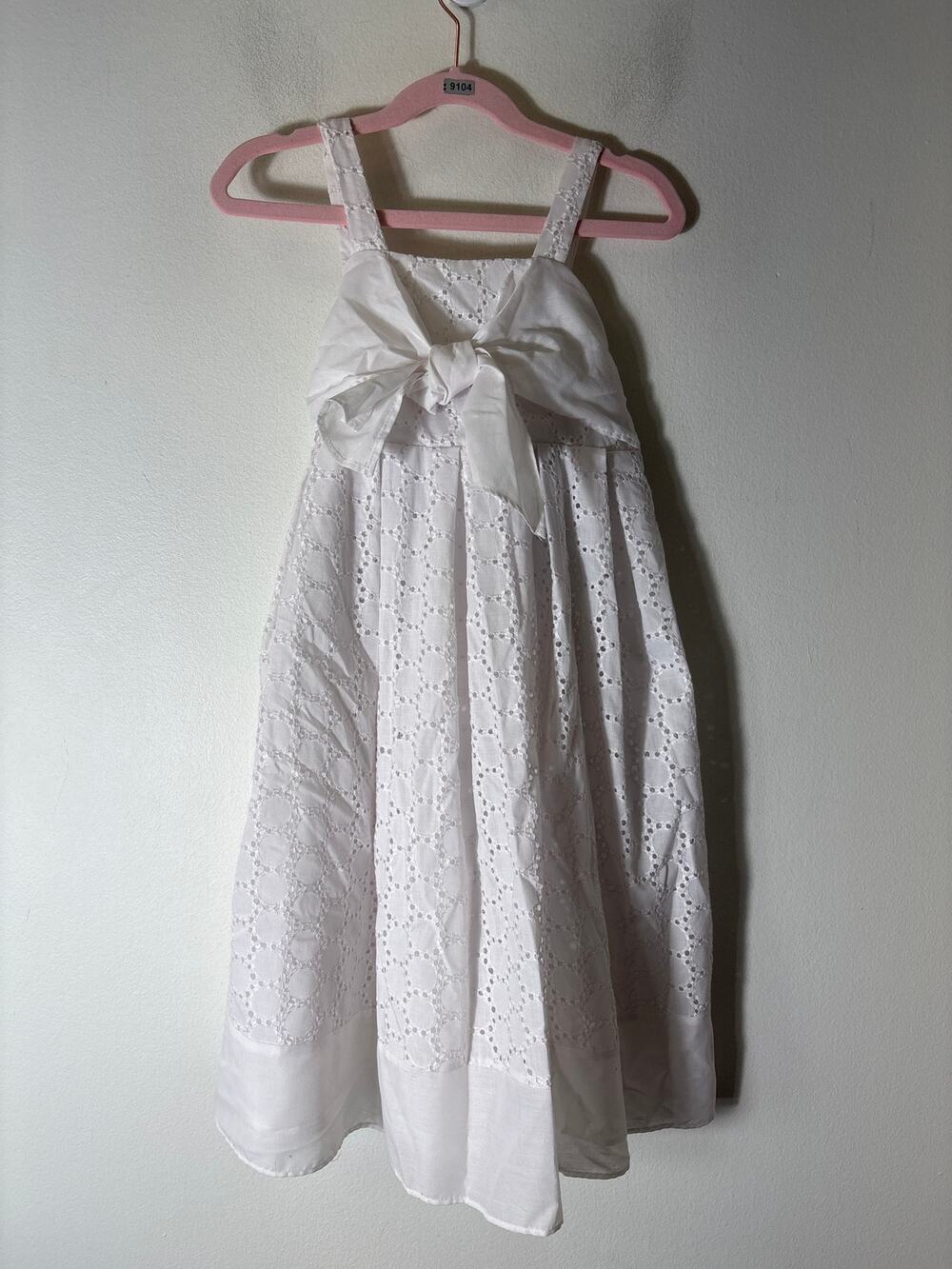Girls Vintage Sweet HEart Rose White eyelet Dress sz 6x
